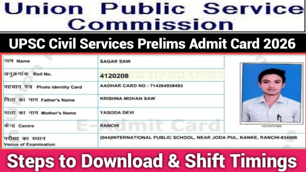 UPSC Civil Services Prelims Admit Card 2026