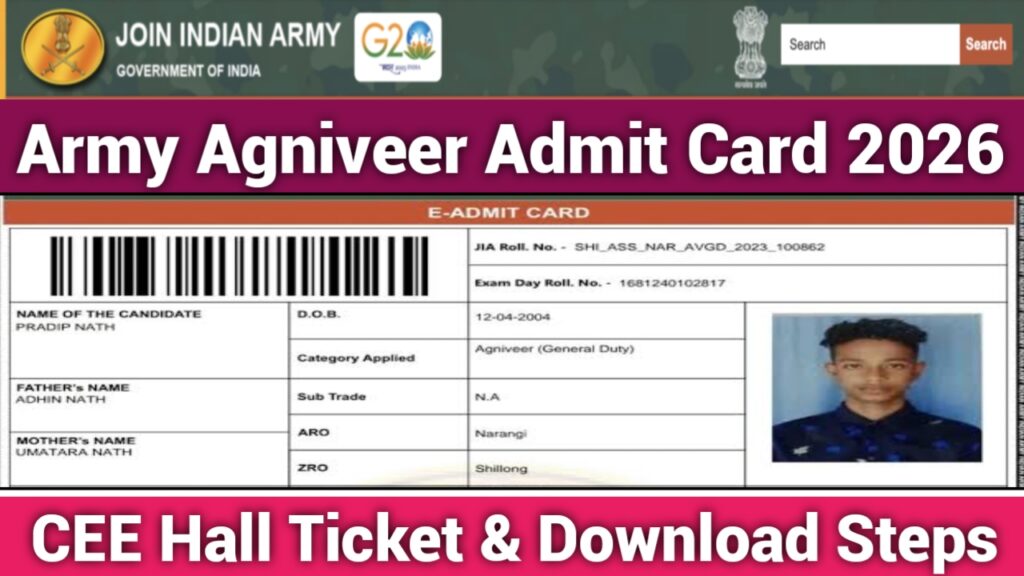 Army Agniveer Admit Card 2026