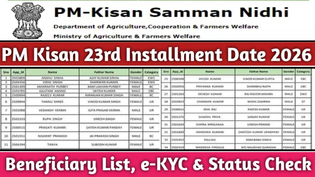 PM Kisan 23rd Installment Date 2026